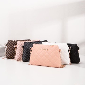 簡約菱格小方包2024年秋冬新款時尚女士斜挎手機零錢包包女