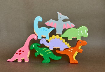 木製恐龍動物手繪玩具公仔寶寶