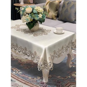 茶幾桌布歐式輕奢長方形奢華餐桌桌布蕾絲高級感遮丑客廳家用蓋布