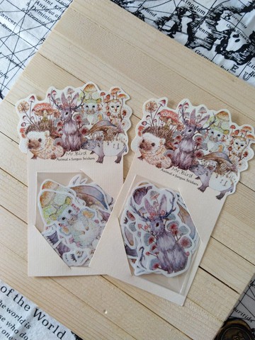 刺蝟 貓頭鷹 傑克神兔 兔子 老鼠 馬來貘 動物x蘑菇貼紙