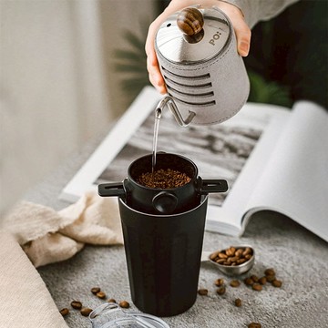 棱角保溫杯咖啡三件組(棱角保溫杯460ml-共3色/咖啡壺-共2色/咖啡濾網) 棱角杯-銀/咖啡壺-黑