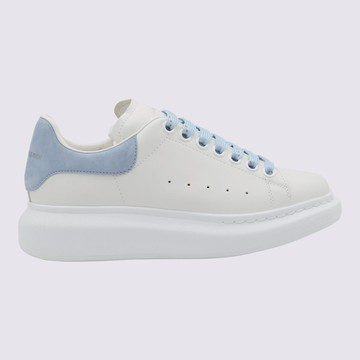 Alexander McQueen White And Light Blue Leather Sneakers