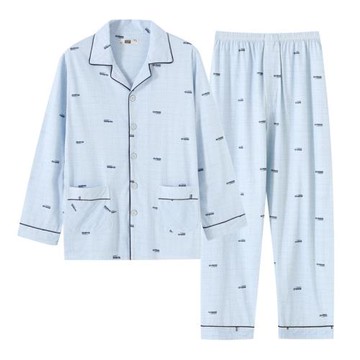 青年男睡衣夏季薄款純棉長袖男睡衣套裝大學生男睡衣加大碼男睡衣