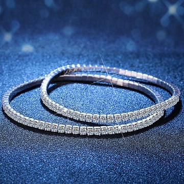 【巴黎精品】現貨+預購 頂級莫桑鑽石手鍊925純銀女手鍊手鏈情人節禮物-5.2克拉滿鑽彈力手鍊女飾品a1kv26