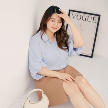 OB嚴選-雲朵自訂款-涼感．舒涼雪紡泡袖側開衩上衣(XL&2L)