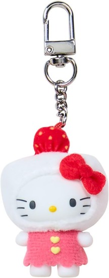 asdfkitty*三麗鷗 和菓子 造型玩偶鑰匙圈-KITTY草莓大福-吊飾 掛飾-日本正版