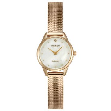 OBAKU 芙蕾雅之淚時尚腕錶-玫瑰金-V297SXVWMV-24mm