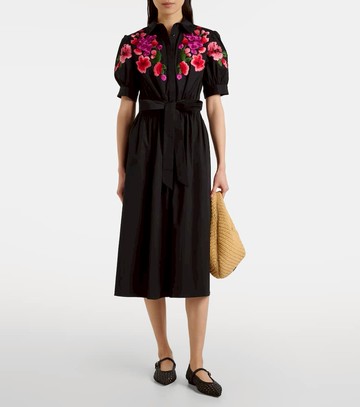 Carolina Herrera Floral embroidered cotton-blend shirt dress