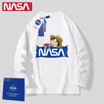 NASA聯名海賊王長袖t恤男春秋季新款大童初中學生純棉圓領體恤衫