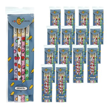 Pinkfoot 蔬果圖案鉛筆 4支  2B鉛筆  紫色 + 白色 + 粉色 + 綠色  15組