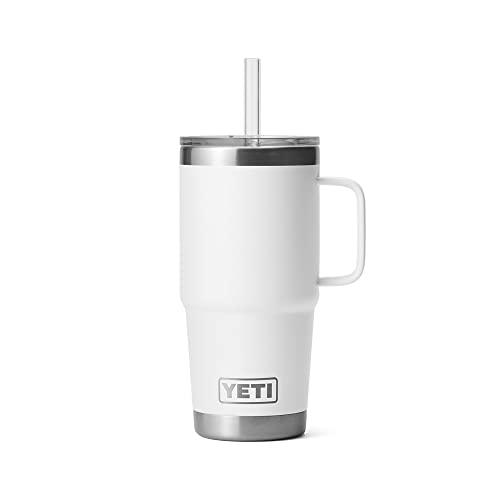 YETI RAMBLER 25 OZ STRAW MUG, VACUUM INSULATED, STAINLESS STEEL, WHITE