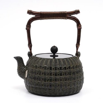 新款竹編老鐵壺煮茶器手工鑄鐵無涂層燒水壺茶具電陶爐套裝