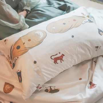 棉床本舖 星際喵子 天絲雙人鋪棉兩用被 100%天絲 100支  210 x 180cm  暖杏