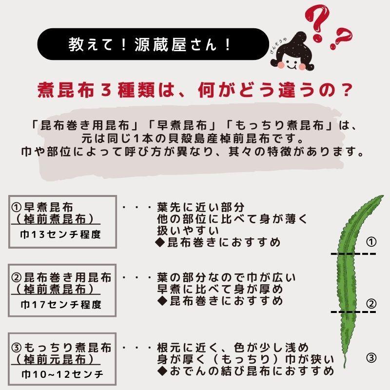 昆布 早煮昆布 200g 貝殻島棹前昆布 おでんの具 結び昆布 煮昆布 昆布巻き用昆布 26センチカット