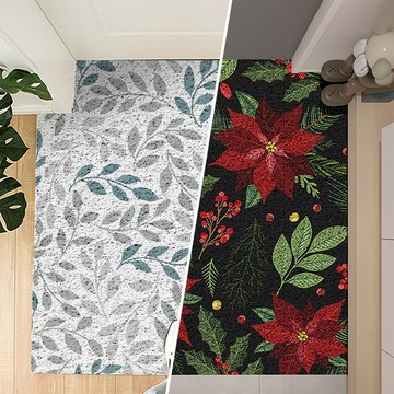 【好物良品】60x120cm_森林系陽台玄關可剪裁絲圈刮泥墊60x120cm清新花朵