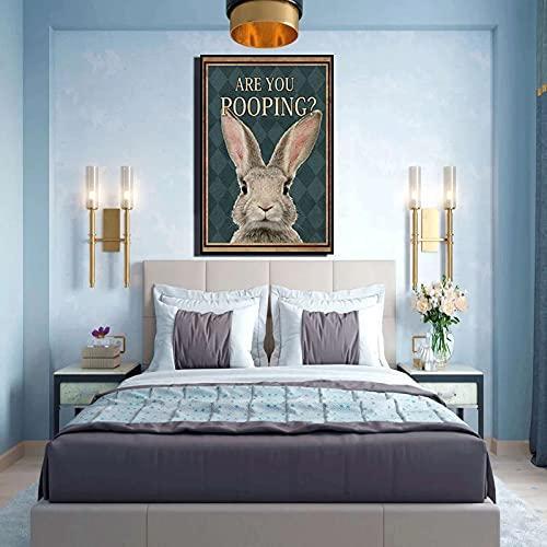 フレーム付き ウサギポスター 面白いウサギの装飾 バスルームの装飾 バスルームアート 保育園の装飾 ウサギの恋人 ギフト キャンバス ウォールアート