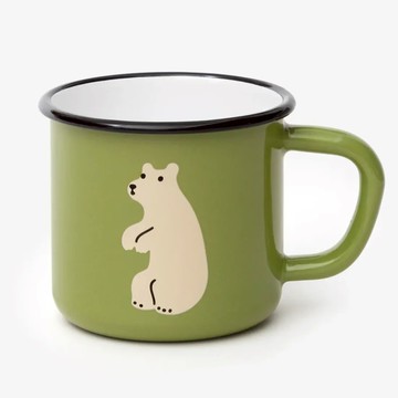 韓國 WARMGREY TAIL 琺瑯馬克杯 抱抱熊 淺綠