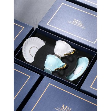 美道咖啡杯骨瓷情侶水杯歐式下午茶茶具純色高檔輕奢精致禮盒套裝