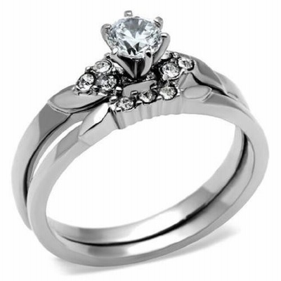 Doublebeez Jewelry Stainless Steel Cubic Zirconia Traditional Wedding