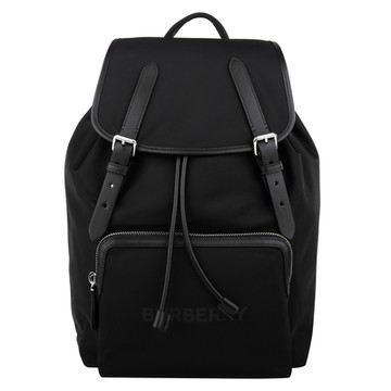 BURBERRY 巴寶莉  RUCKSACK 字母LOGO雙皮帶釦尼龍後背包(黑)大
