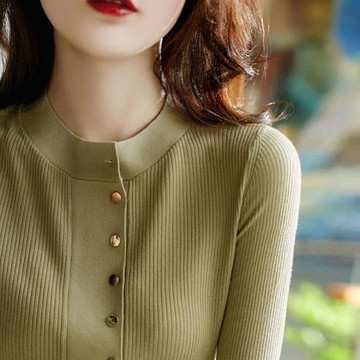 中袖針織打底衫女裝春秋2025年新款爆款時尚洋氣修身內搭毛衣上衣