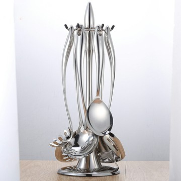 不銹鋼鍋鏟鏟子勺子架 炊具架 收納架 旋轉廚房廚具收納餐具掛架