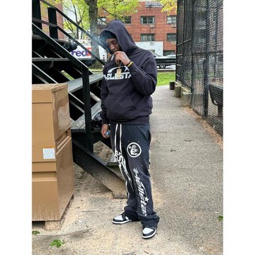 過驗級別Hellstar flare black flame pants運動休閑長褲喇叭褲