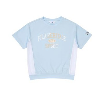 FILA KIDS 童短袖圓領T恤-復古藍 1TEA-4417-BU