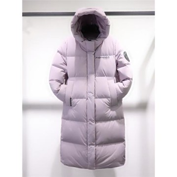杰奧紫色女士羽絨服冬季2024新款連帽加厚中長款顯瘦外套鵝絨服