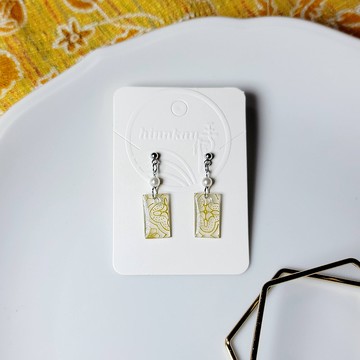 窗花敘事 海棠玻璃 流金 花磚 手繪熱縮片 耳環