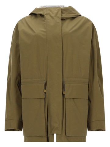 laminar parka corto con cappuccio