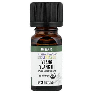 Aura Cacia, 全精油，有機依蘭 III，0.25 液量盎司（7.4 毫升）