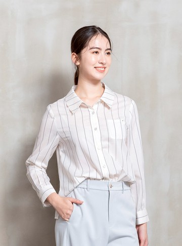 晨光暮色輕透感條紋襯衫