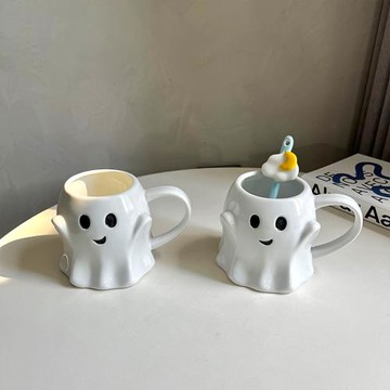 超大容量/小眾設計感搞怪浮雕小精靈陶瓷水杯馬克杯女生創意生日