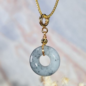 【願‧平安】飄烏雞平安扣吊飾14K包金 | 天然緬甸A貨翡翠 | 送禮