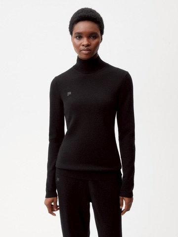 PANGAIA - Women's Recycled Cashmere Fitted Turtleneck Top - black - L L