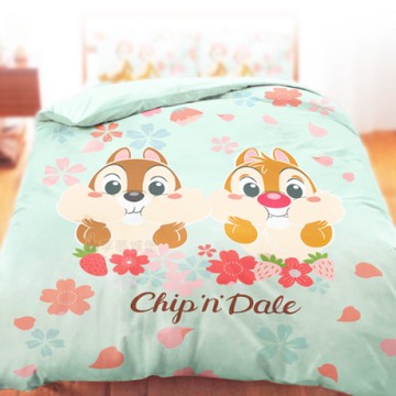 享夢城堡 雙人薄被套6x7-奇奇蒂蒂 迪士尼櫻花季-藍綠