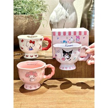 正版三麗鷗聯名馬克杯高顏值庫洛米杯子可愛美樂蒂陶瓷杯兒童水杯