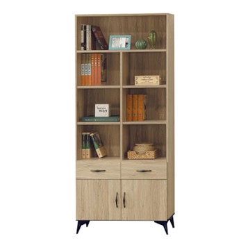 文創集 伊爾2.7尺二門二抽書櫃-80x33x183cm免組