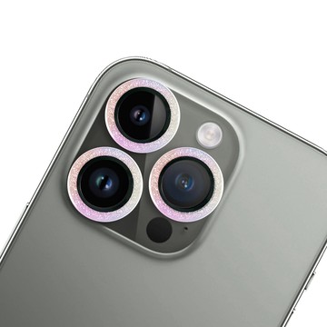 Timo iPhone 15 Pro /15 Pro Max 鏡頭專用 星塵閃鑽 玻璃鏡頭保護貼膜(內含鏡頭環3顆)-炫彩