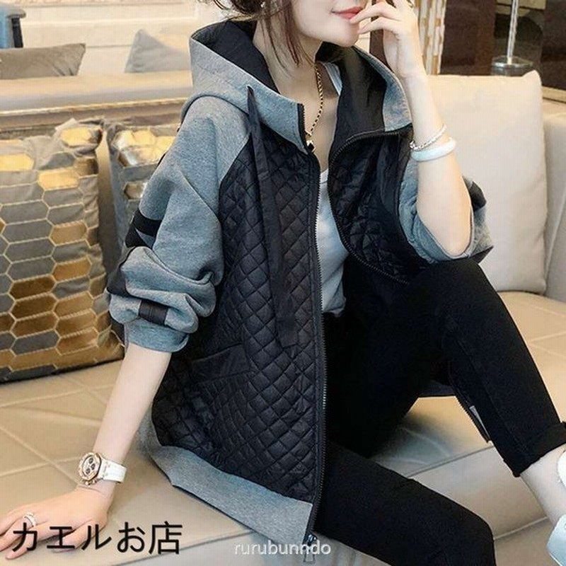 レディース パーカー ジップアップ トップス ゆったり 部屋着 アウター スポーツ風 冬服 プルオーバー レディースカジュアルジャケット 通販 Lineポイント最大get Lineショッピング