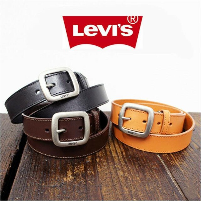 メンズベルト/Levis リーバイス 牛革ベルト 3.5cm幅 長さ調節