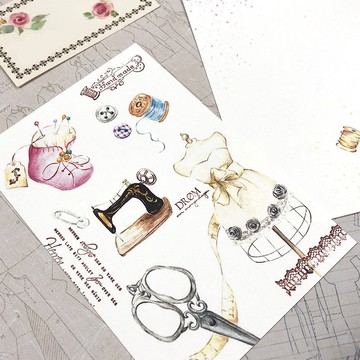 水彩明信片/心意卡【縫紉樂趣】