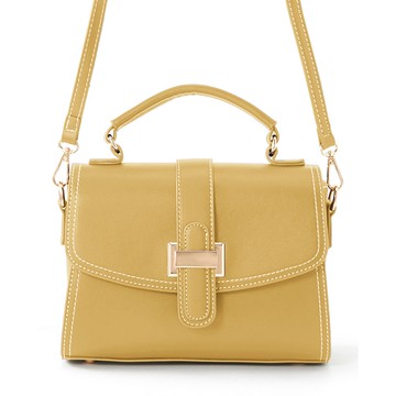 日本 GRL - 2way大方金屬釦仿皮側背包/手提包-亮黃