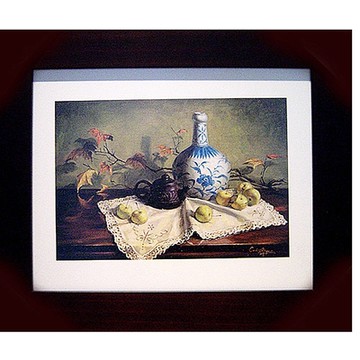 開運陶源 柔美系列【富足安逸2】靜物水果名畫小幅