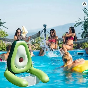 牛油果游泳圈充氣網浮排座椅水上可折疊浮排排PVC水泡漂浮玩具