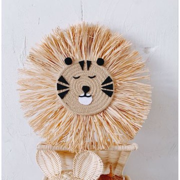 ins北歐風手工編織炸毛獅子造型家居墻壁掛飾兒童房童裝店道具