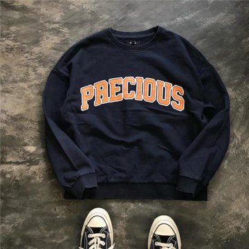 回流PRECIOUS字母印花百搭新潮創意男女同齡圓領衛衣純棉小眾設計
