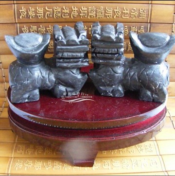 灰棕色的【吸財應龍】石雕擺件-   生旺一白星旺財