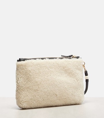 Jimmy Choo Logo shearling pouch with strap